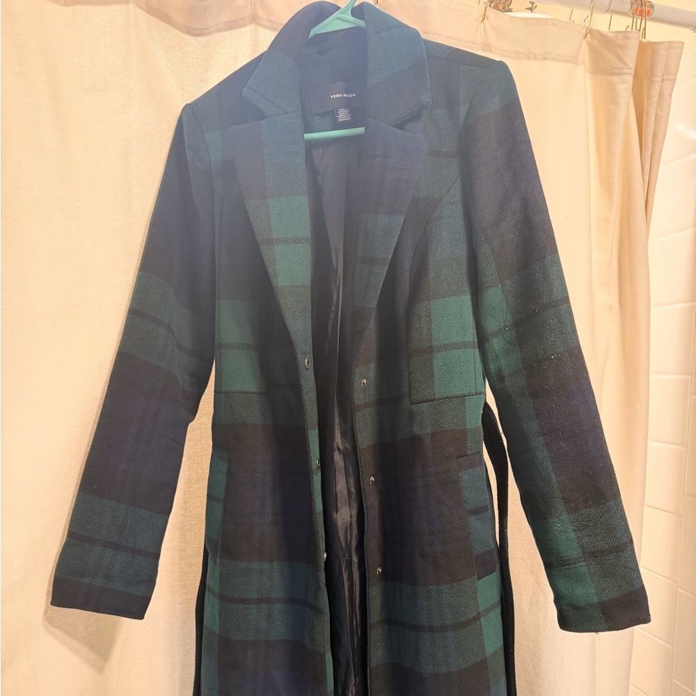 Vero Moda Green and Blue Plaid coat